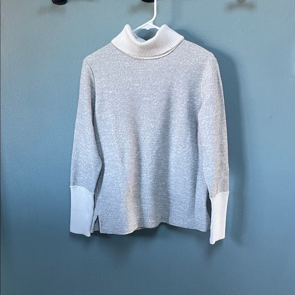 Lands' End Color-Block Split-Hem Turtleneck Sweater – Women's Size Small